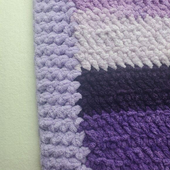 Handmade Purple Afghan 48x35 • Crochet Lap Blanket Throw - Picture 3 of 5